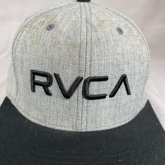 RVCA Hat Mens One Size Gray Snapback Cap Flat Bill Surfer Skater Casual - Picture 5 of 10